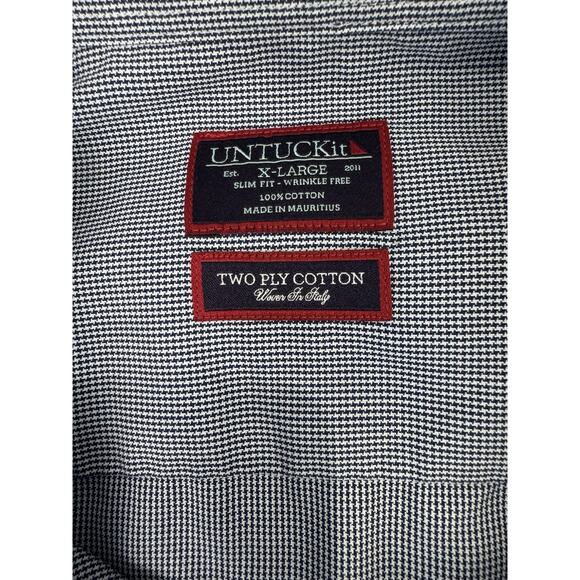 UNTUCKit Shirt Men's Xlarge Blue Check Two Ply Cotton Woven In Italy Casual - Picture 3 of 13